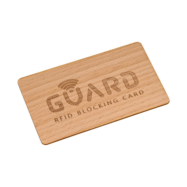 RFID Blocker Karte WOOOD mit Logo bedruckt als Werbeartikel